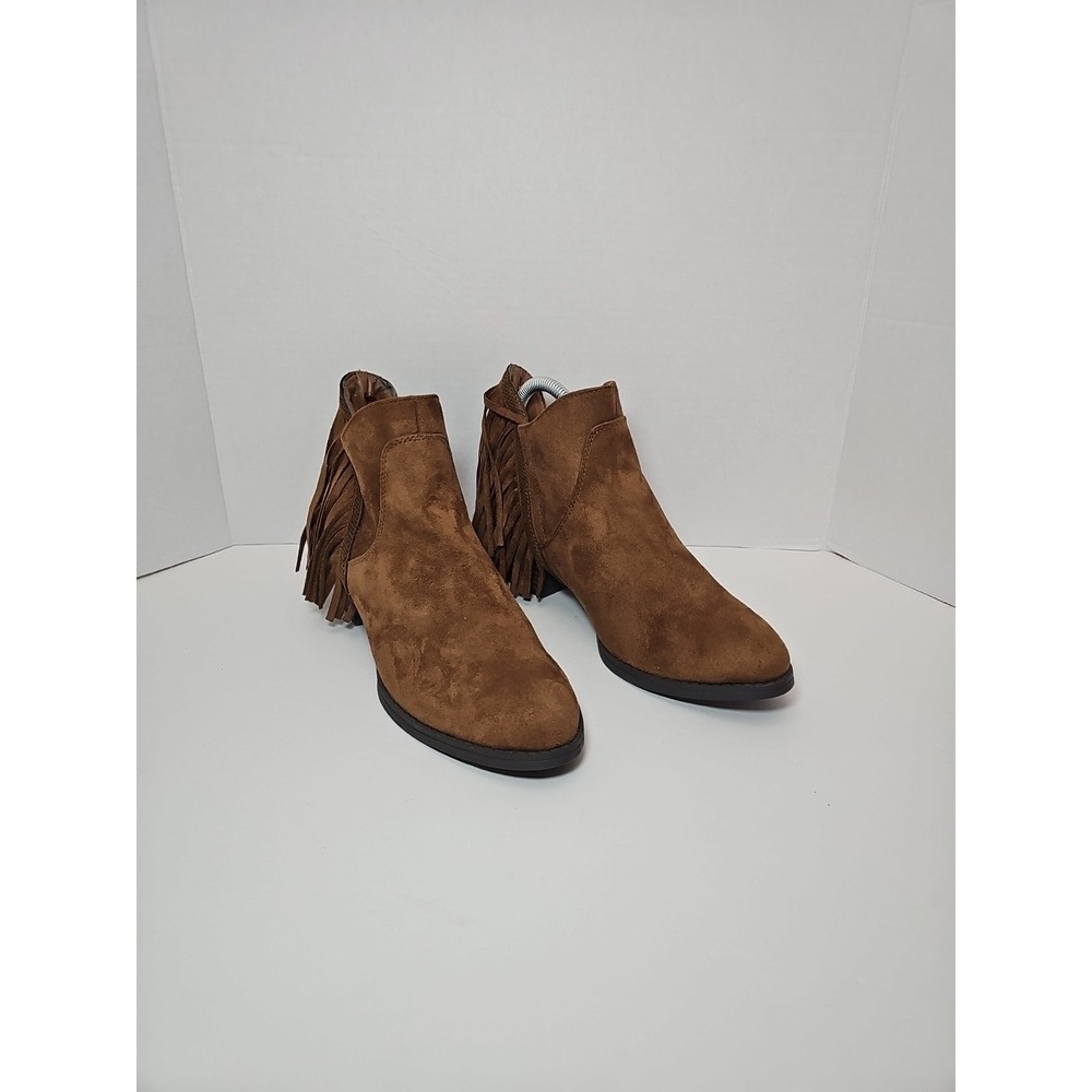 Faded Glory Bootie Shoes Brown Fringe Southwestern Ankle size 8.5  Women's Boots